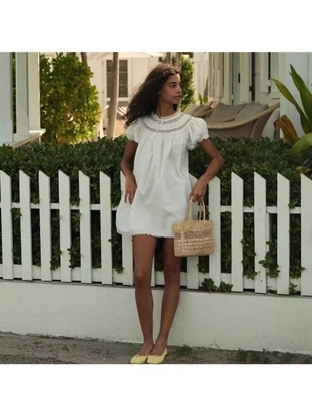 Doen Daphne lace-trimmed pintucked organic cotton-voile mini dress, M - Picture 2 of 11